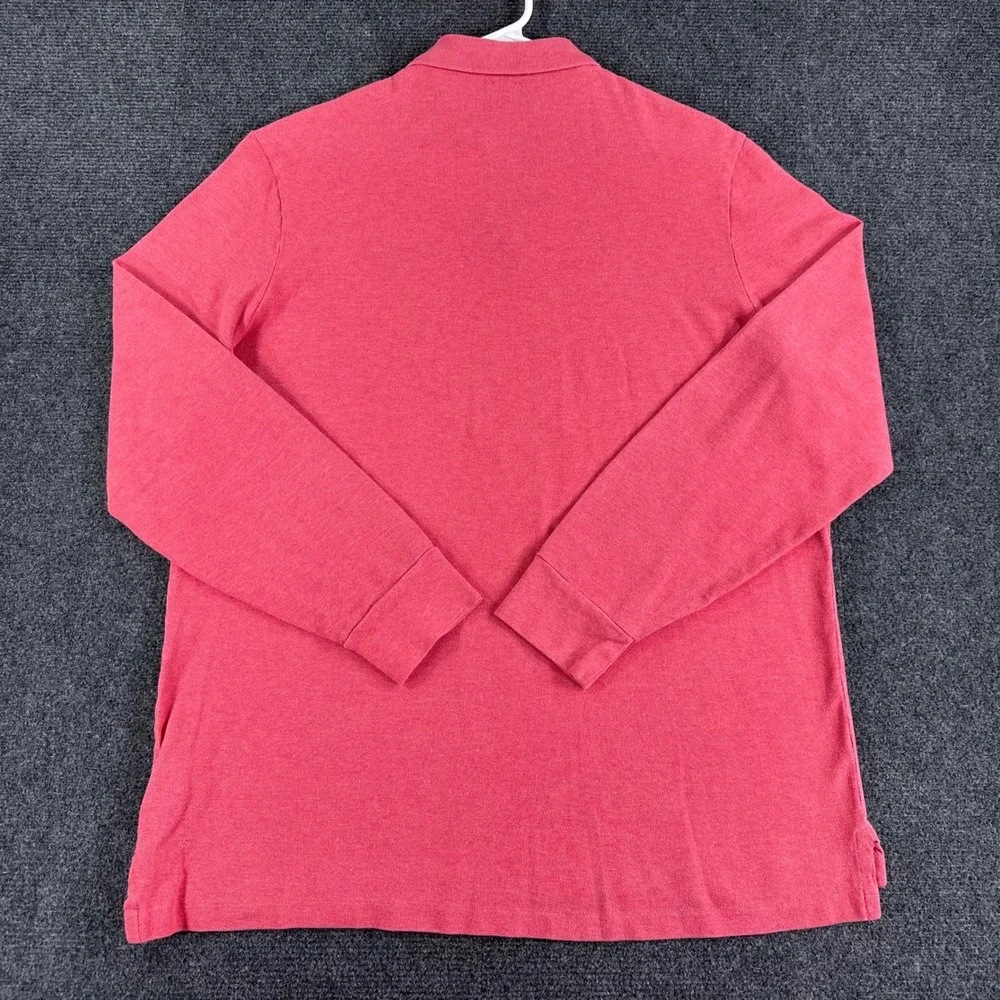 Polo Ralph Lauren Polo Shirt Mens LG Large‎ Pink Long Sleeve Classic Fit Pique